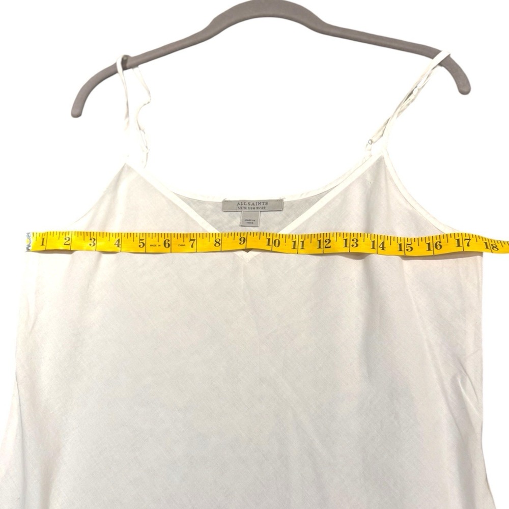Allsaints Mini 100% Organic Cotton Minimalist Neutral Bridal V-Neck Slip Dress 6 - Picture 3 of 7